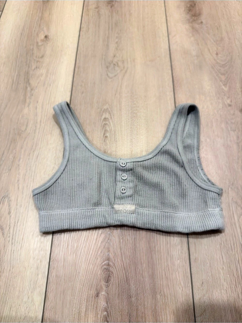 SKIMS Women’s Waffle Knit Henley Bralette Bra Gray Size Medium M Lounge